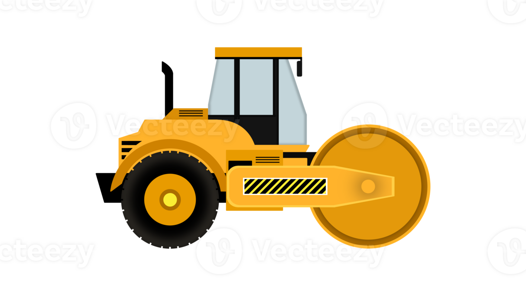Road roller working on the construction site, A large yellow steamroller flatten hot asphalt. Builds a new road, steamroller turning into a freshly paved driveway to compact the hot asphalt png