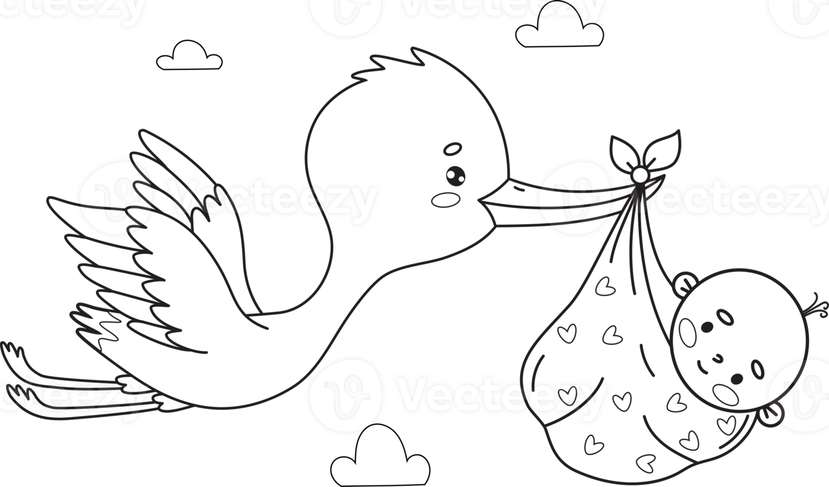 Line flying stork and newborn baby png