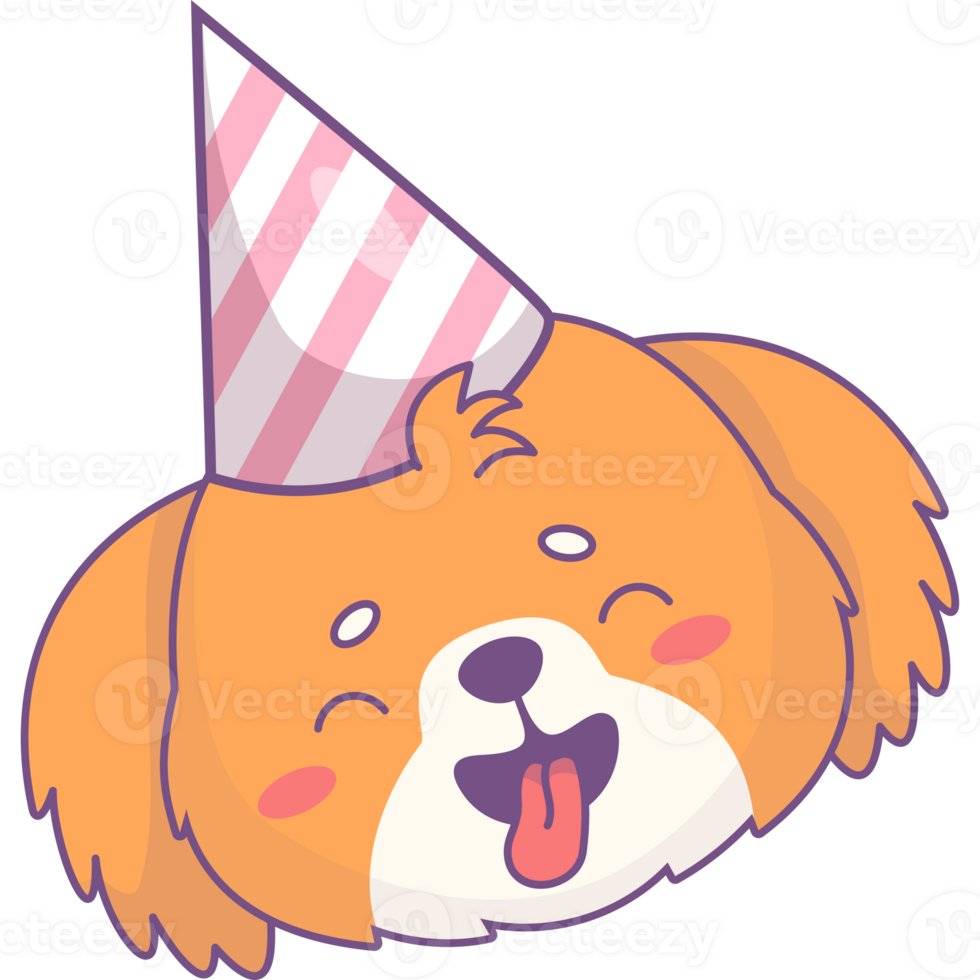 Portrait mongrel in birthday cap png