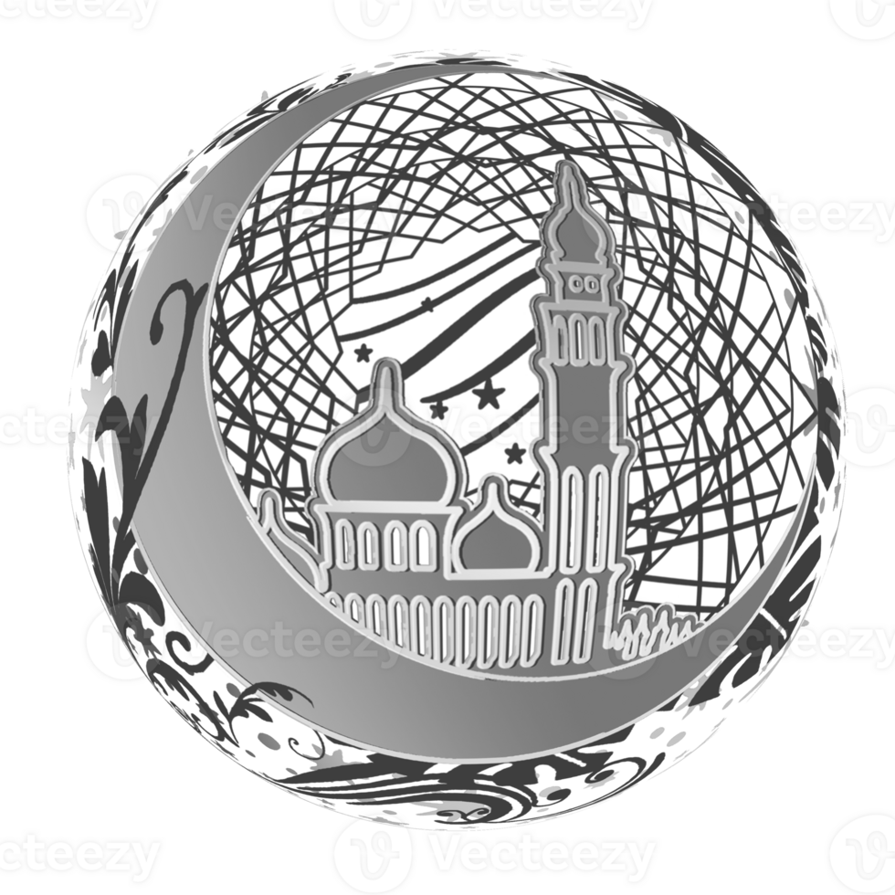Islamic element decoration for special celebration greeting card png
