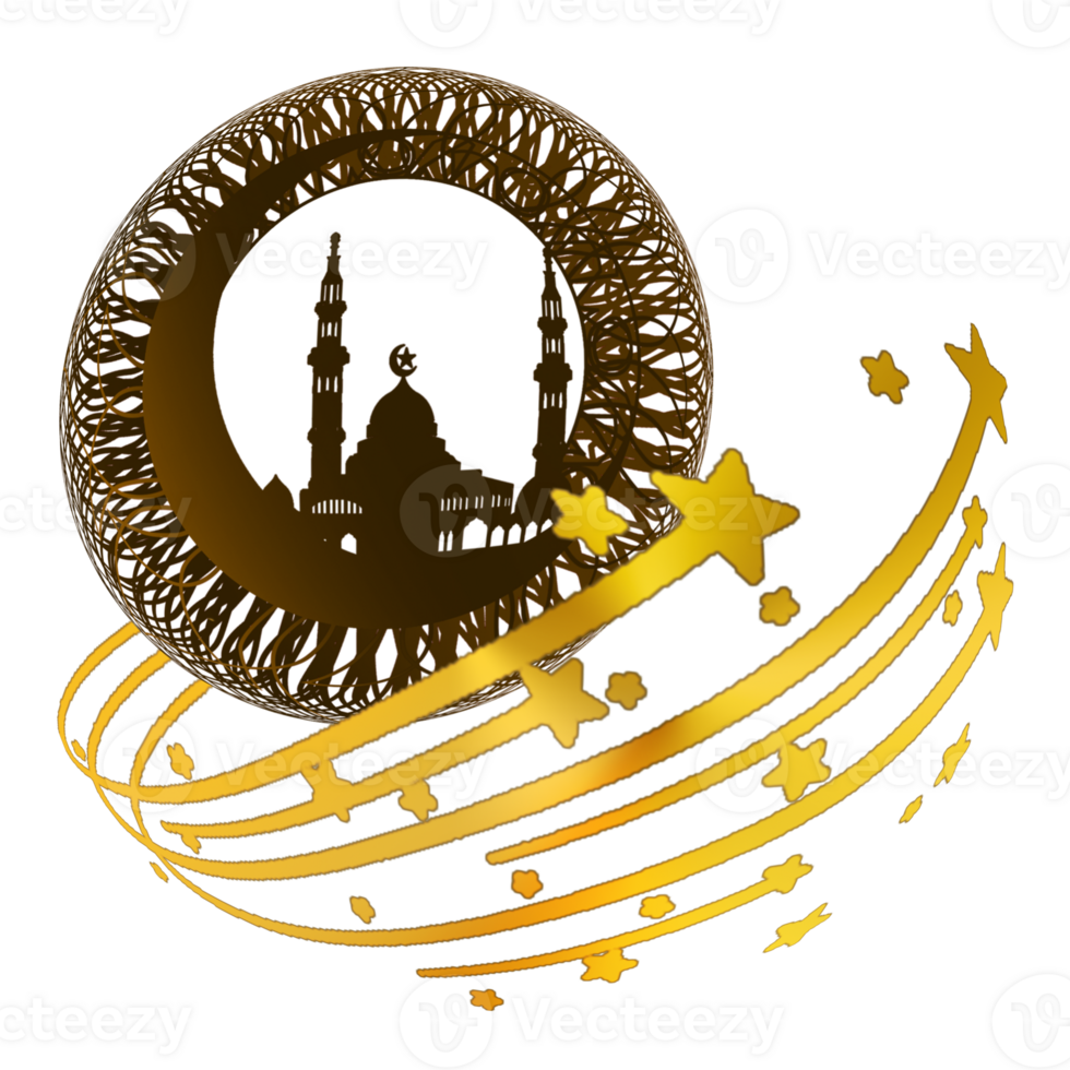 Islamic element decoration for special celebration greeting card png