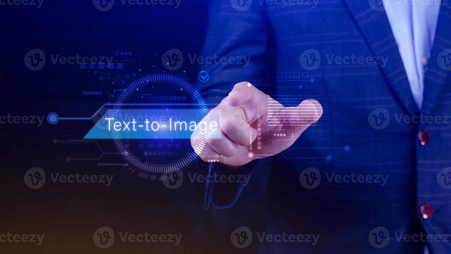 Ai tech Text to image, virtual graphic with AI, Artificial Intelligence, using command prompt for generates something, Futuristic technology transformation. photo