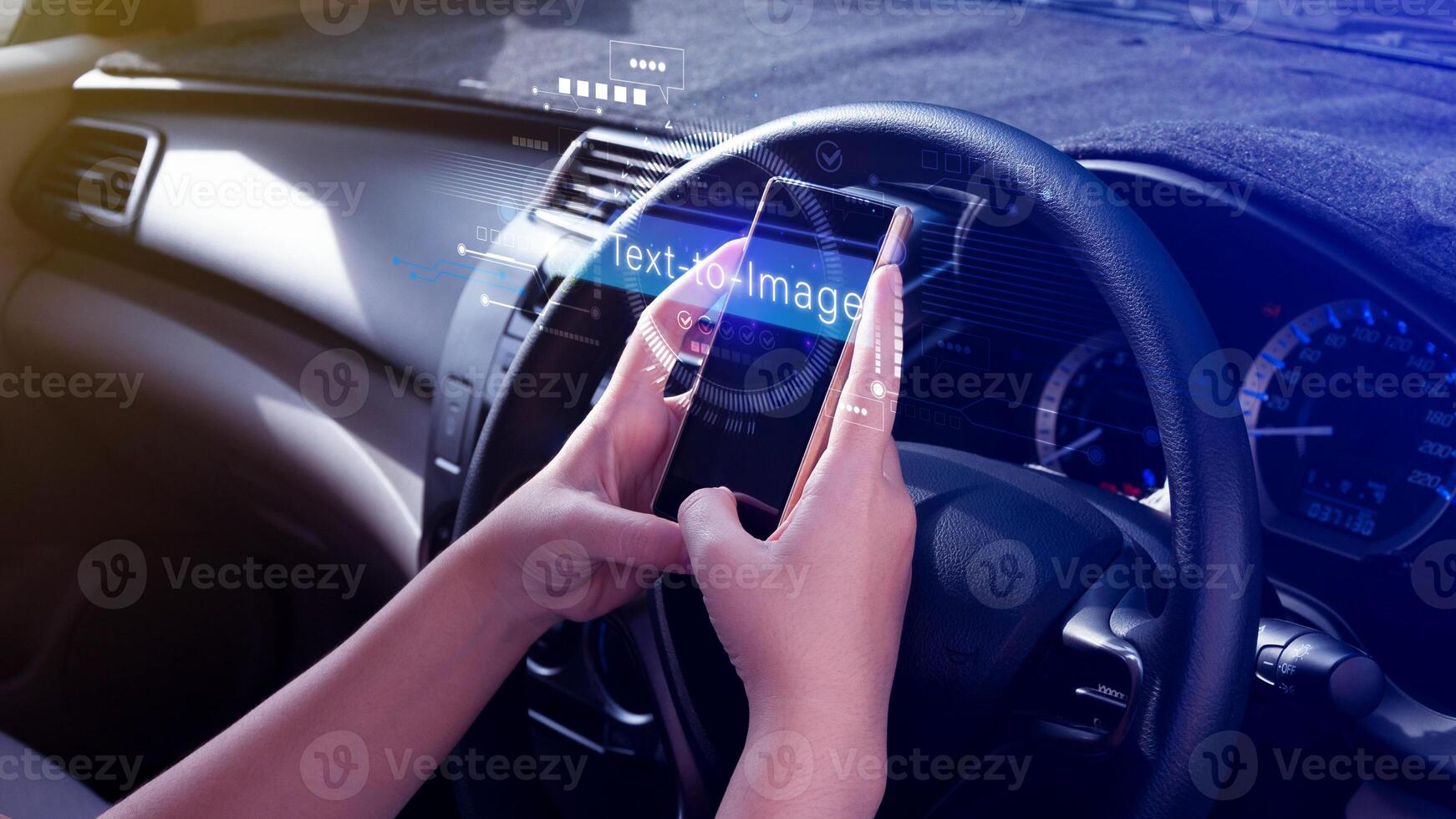 Ai tech Text to image, virtual graphic with AI, Artificial Intelligence, using command prompt for generates something, Futuristic technology transformation. photo
