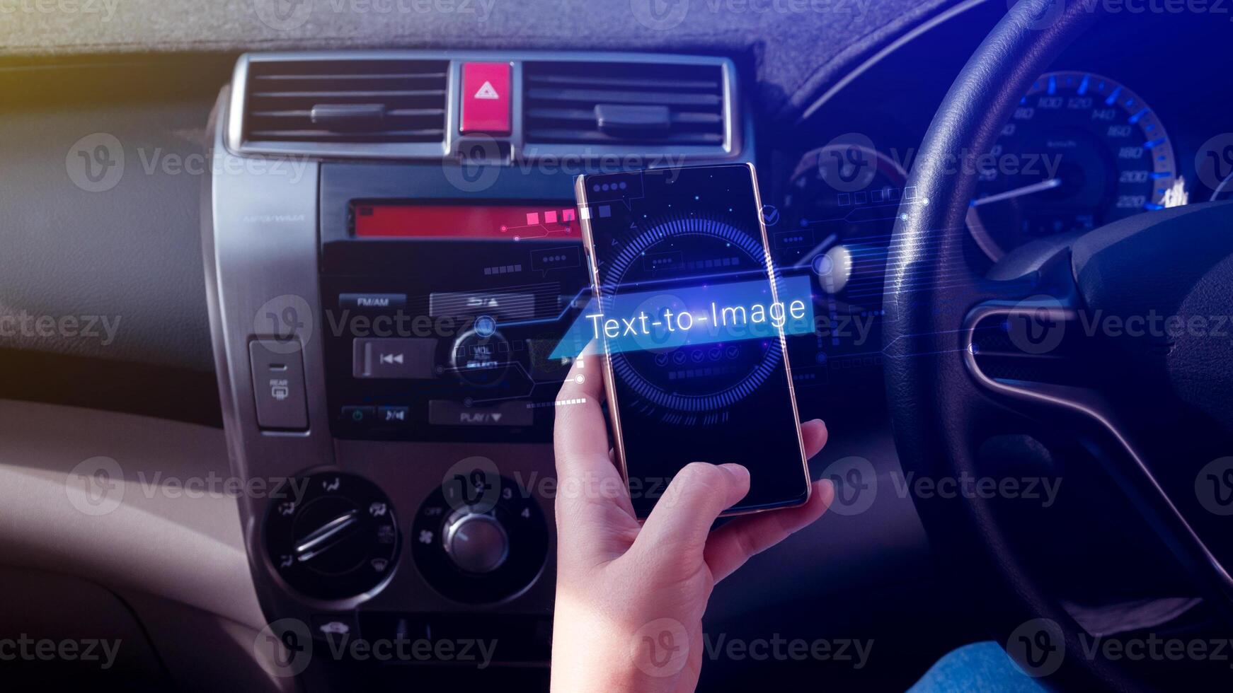Ai tech Text to image, virtual graphic with AI, Artificial Intelligence, using command prompt for generates something, Futuristic technology transformation. photo