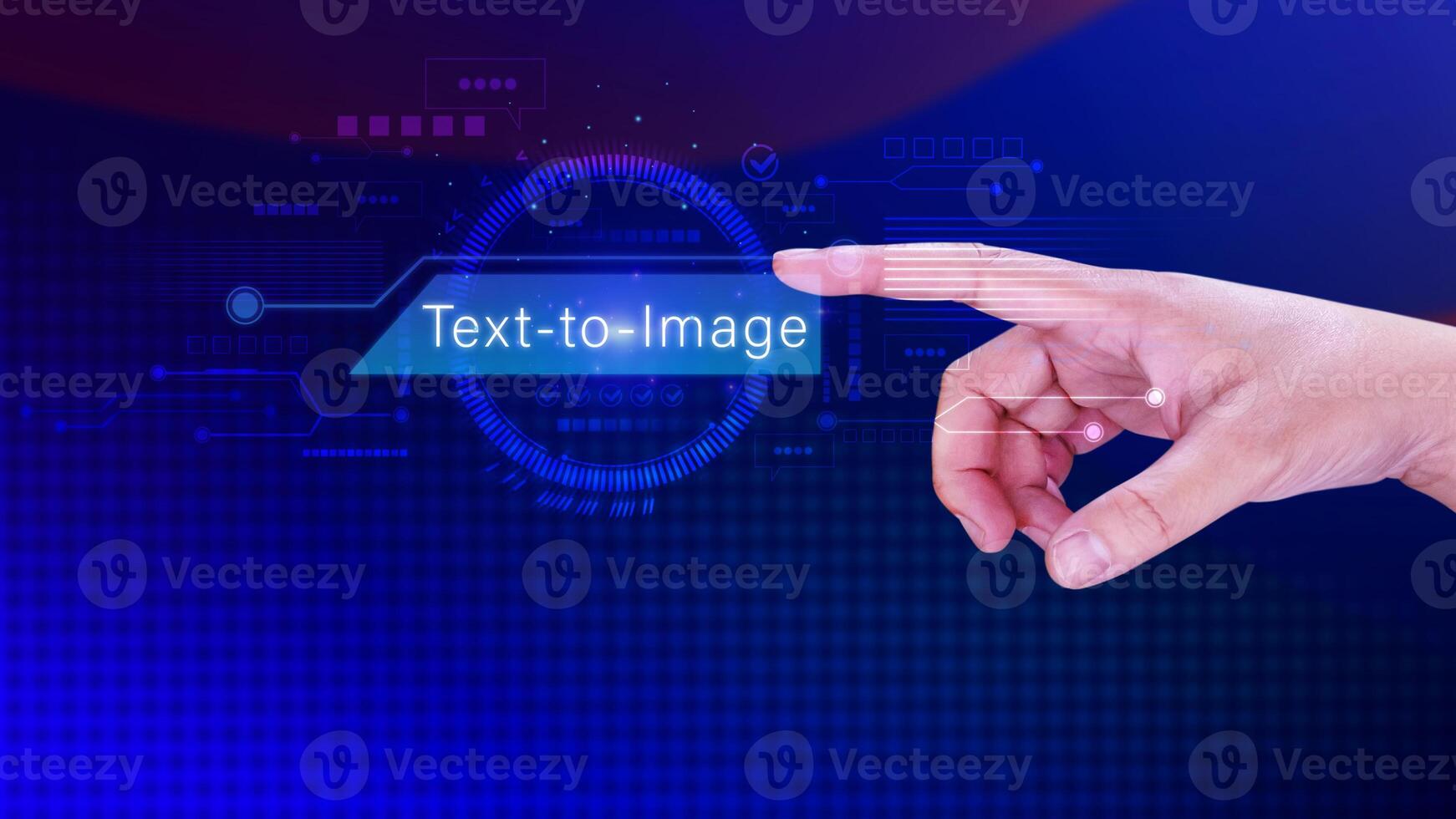 Ai tech Text to image, virtual graphic with AI, Artificial Intelligence, using command prompt for generates something, Futuristic technology transformation. photo