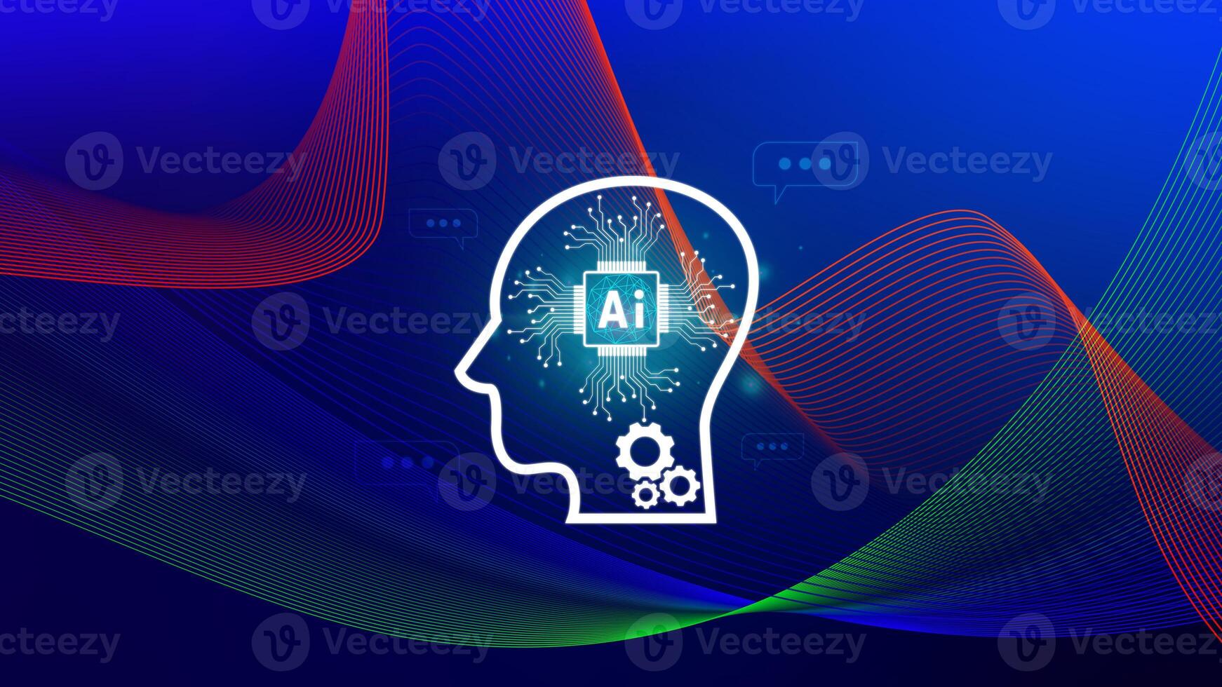 Ai tech, virtual graphic Global Internet connect with AI, Artificial Intelligence, using command prompt for generates something, Futuristic technology transformation. photo