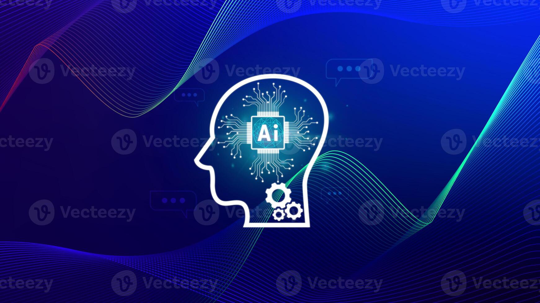 Ai tech, virtual graphic Global Internet connect with AI, Artificial Intelligence, using command prompt for generates something, Futuristic technology transformation. photo