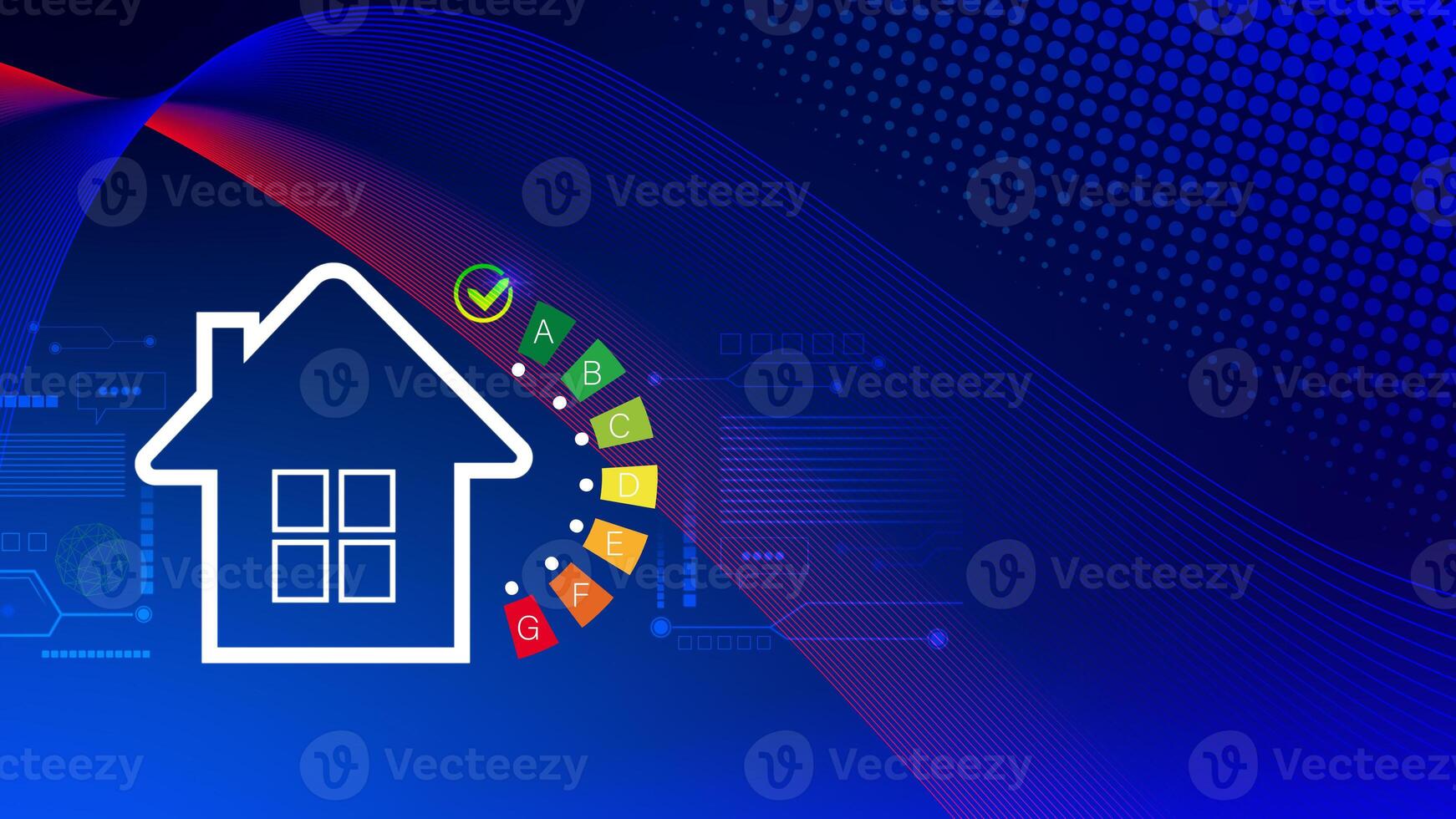 Energy efficiency concept, energy efficiency rating for energy efficient house building rate label audit, Renewable energy concept. for background. photo