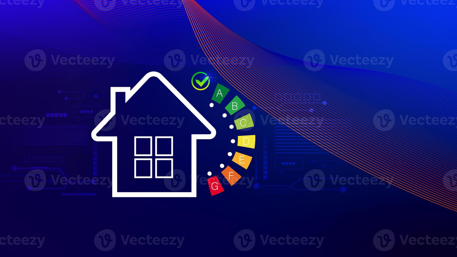 Energy efficiency concept, energy efficiency rating for energy efficient house building rate label audit, Renewable energy concept. for background. photo