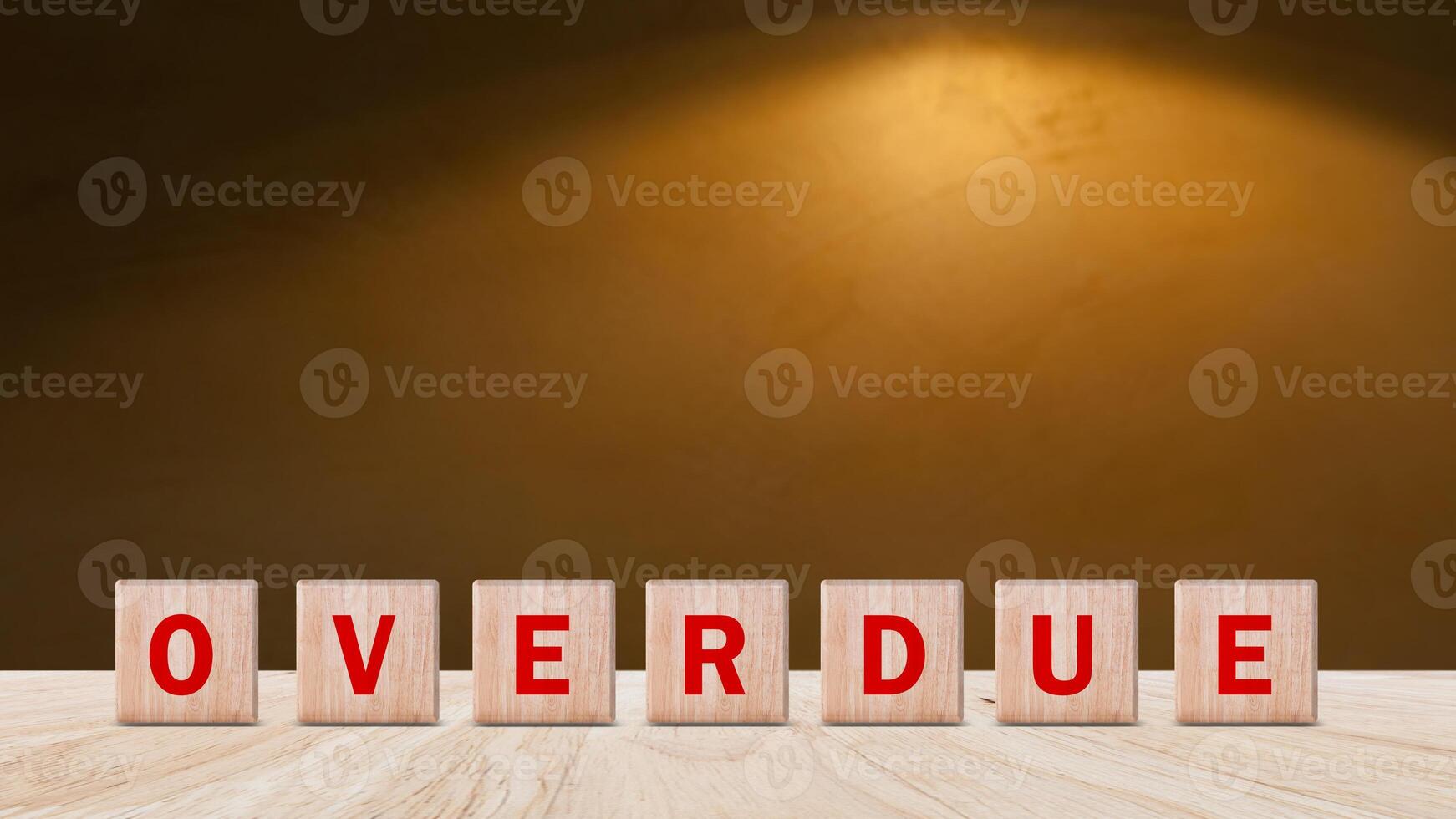 Overdue, Wooden on the office desk, informative and communication background, Word OVERDUE made with wood building blocks, OVERDUE word on block concept. photo