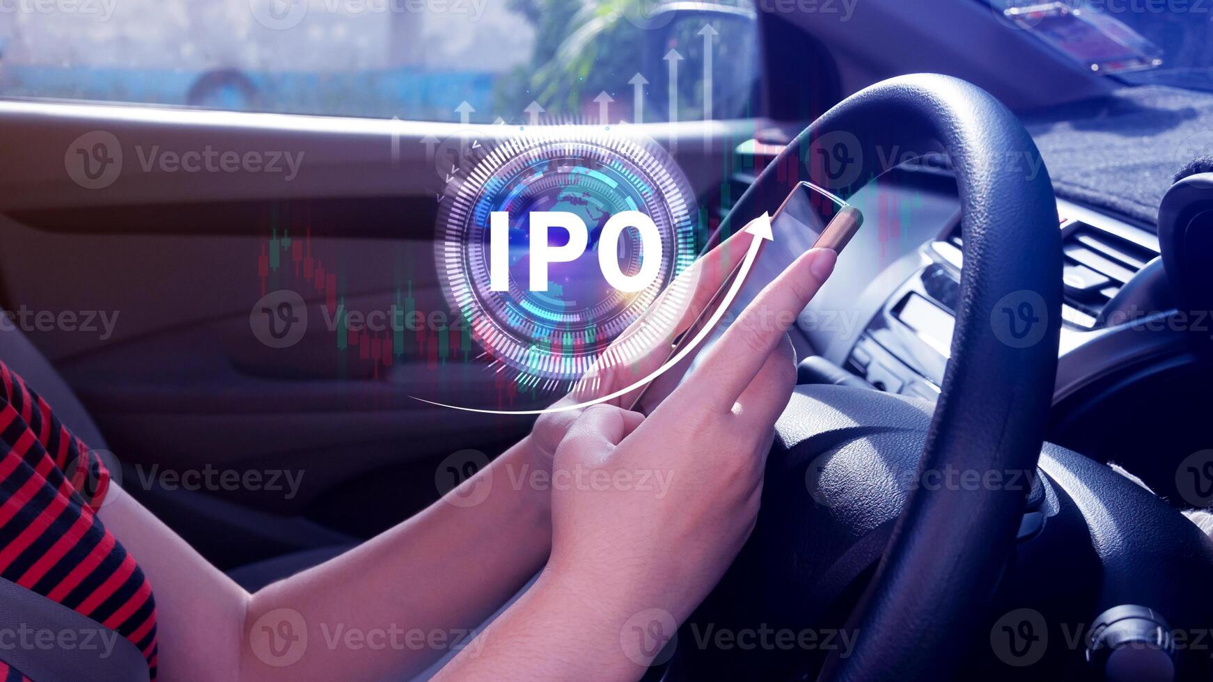 IPO, Initial public offering concept, Businessman with virtual IPO word with stock graph for boosting the growth by IPO process. photo