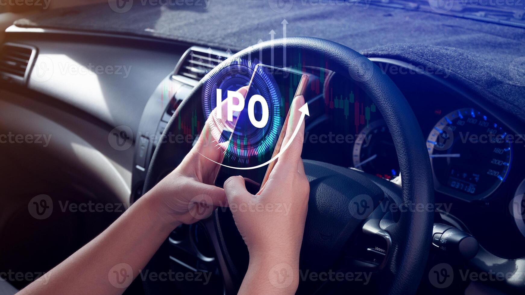 IPO, Initial public offering concept, Businessman with virtual IPO word with stock graph for boosting the growth by IPO process. photo