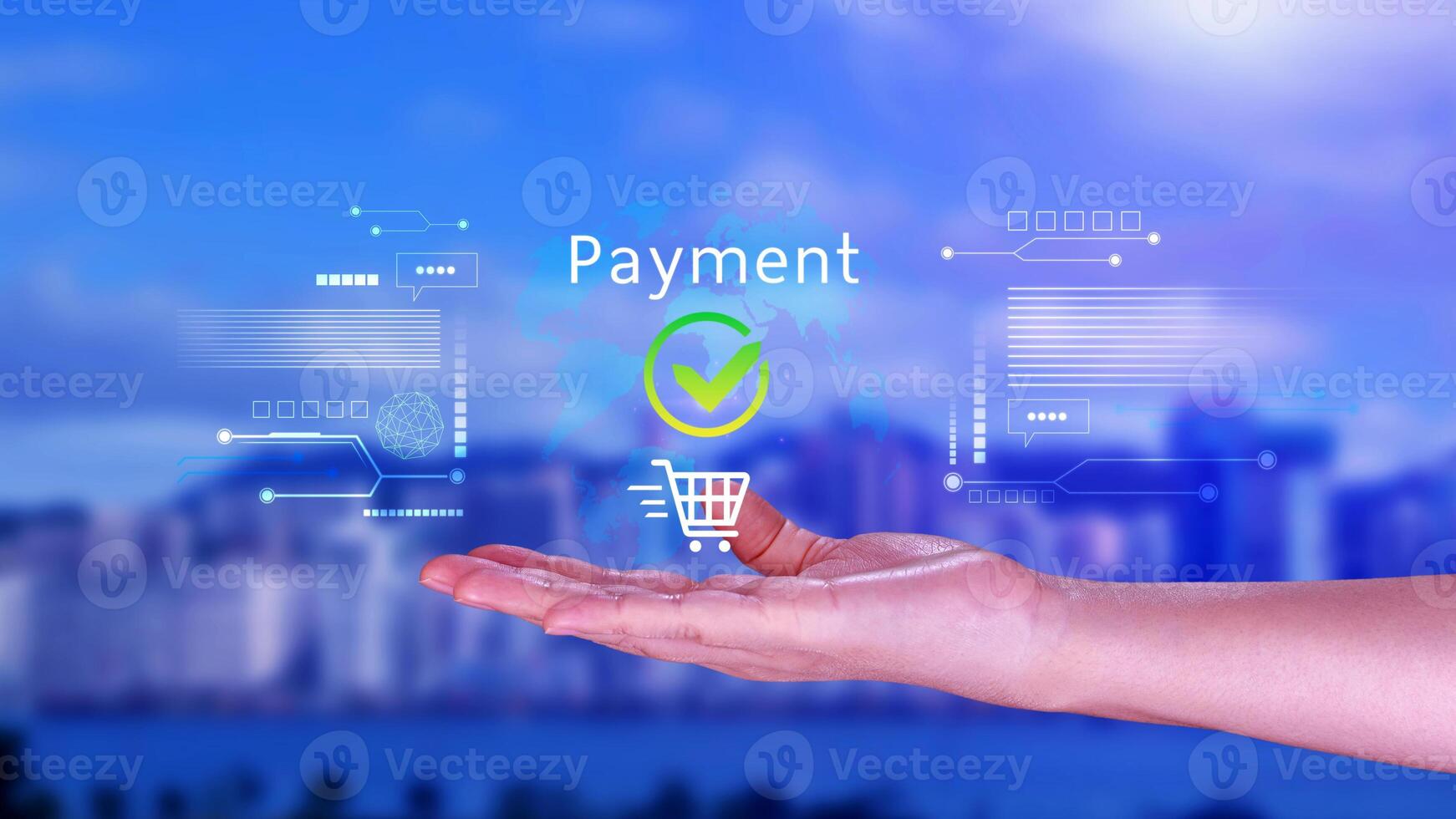 Digital online payment concept, Business with online payment and shopping online payment, banking, Online Money Transfer Confirmed, Concept online banking, payment transfer. photo
