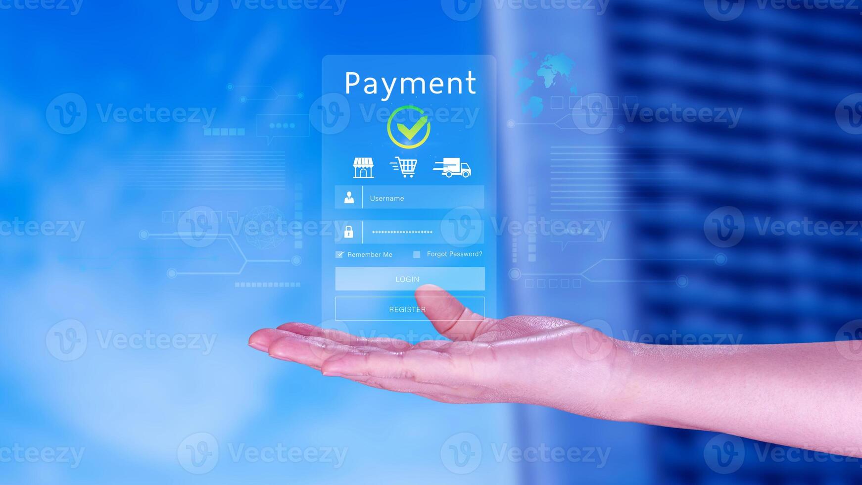 Digital online payment concept, Business with online payment and shopping online payment, banking, Online Money Transfer Confirmed, Concept online banking, payment transfer. photo