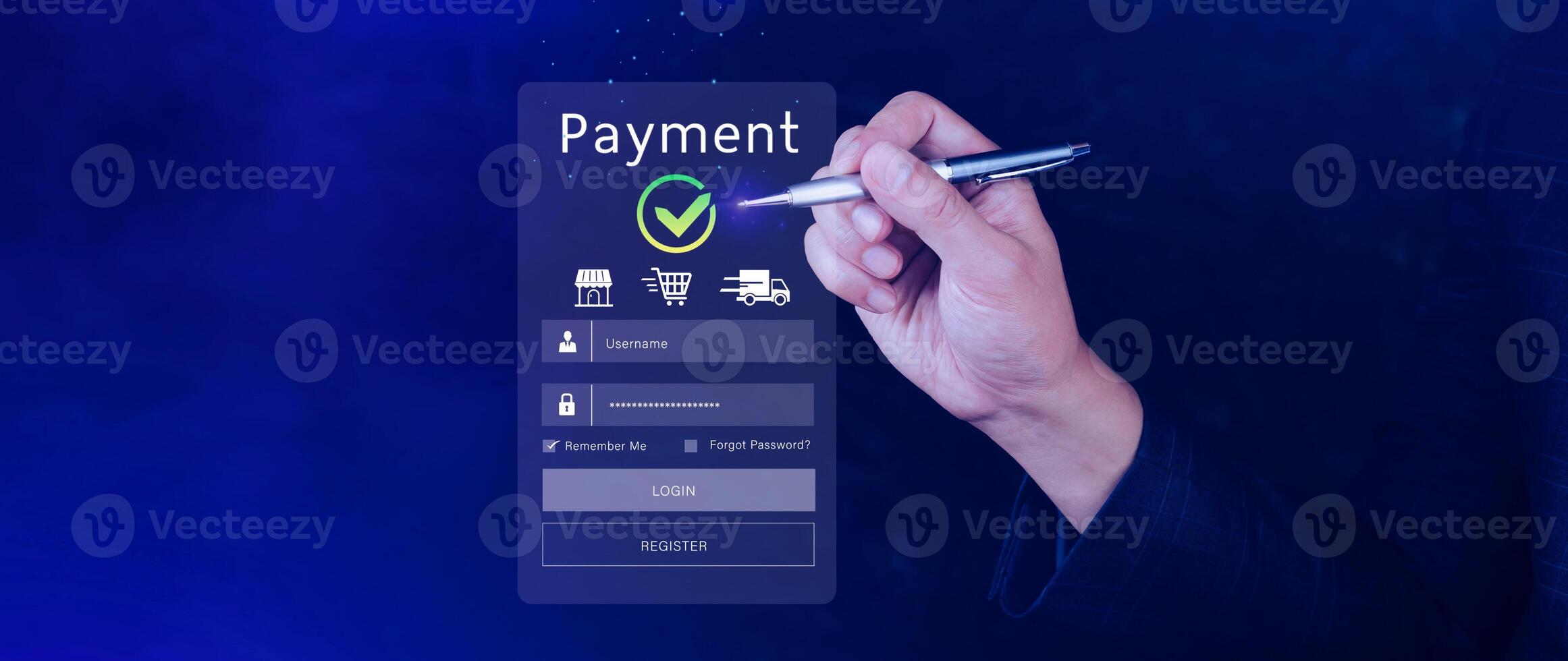 Digital online payment concept, Business with online payment and shopping online payment, banking, Online Money Transfer Confirmed, Concept online banking, payment transfer. photo