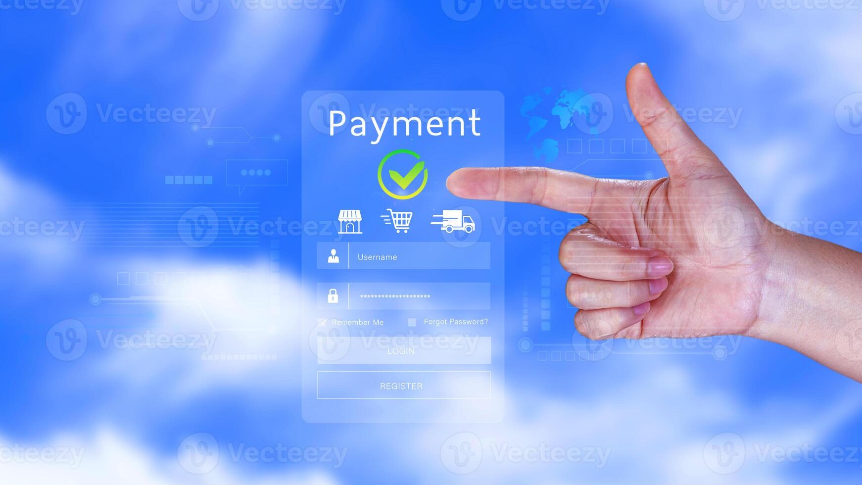 Digital online payment concept, Business with online payment and shopping online payment, banking, Online Money Transfer Confirmed, Concept online banking, payment transfer. photo