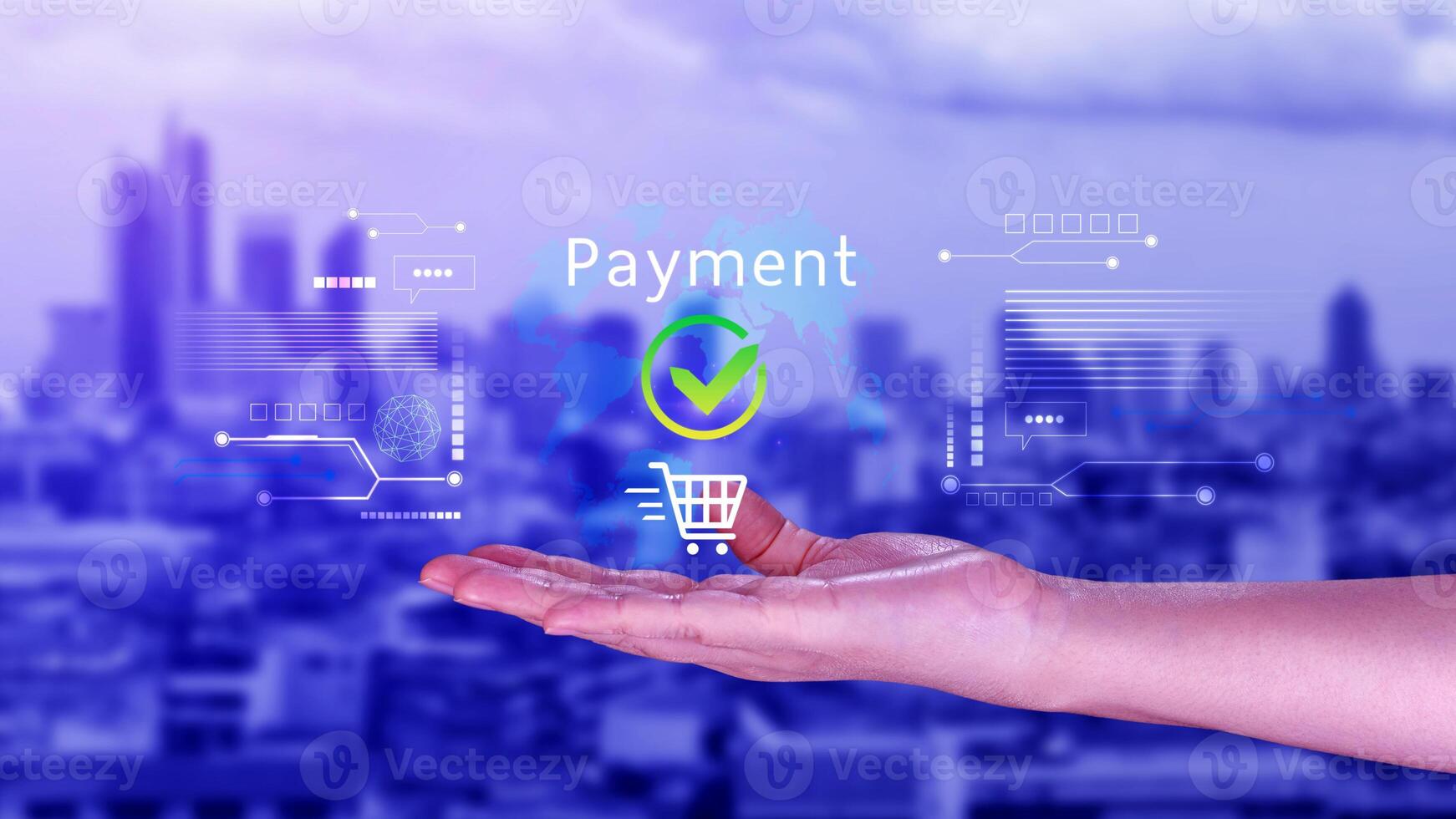 Digital online payment concept, Business with online payment and shopping online payment, banking, Online Money Transfer Confirmed, Concept online banking, payment transfer. photo