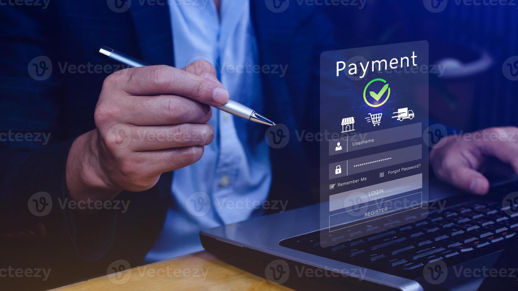 Digital online payment concept, Business with online payment and shopping online payment, banking, Online Money Transfer Confirmed, Concept online banking, payment transfer. photo