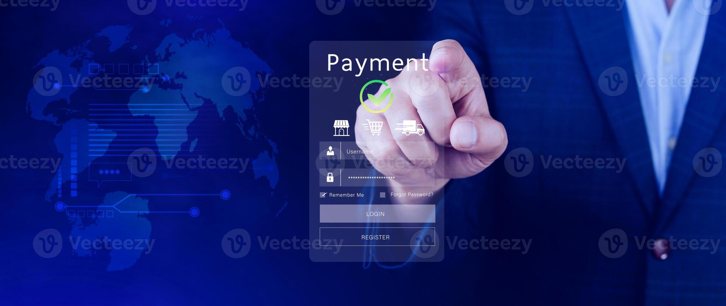 Digital online payment concept, Business with online payment and shopping online payment, banking, Online Money Transfer Confirmed, Concept online banking, payment transfer. photo