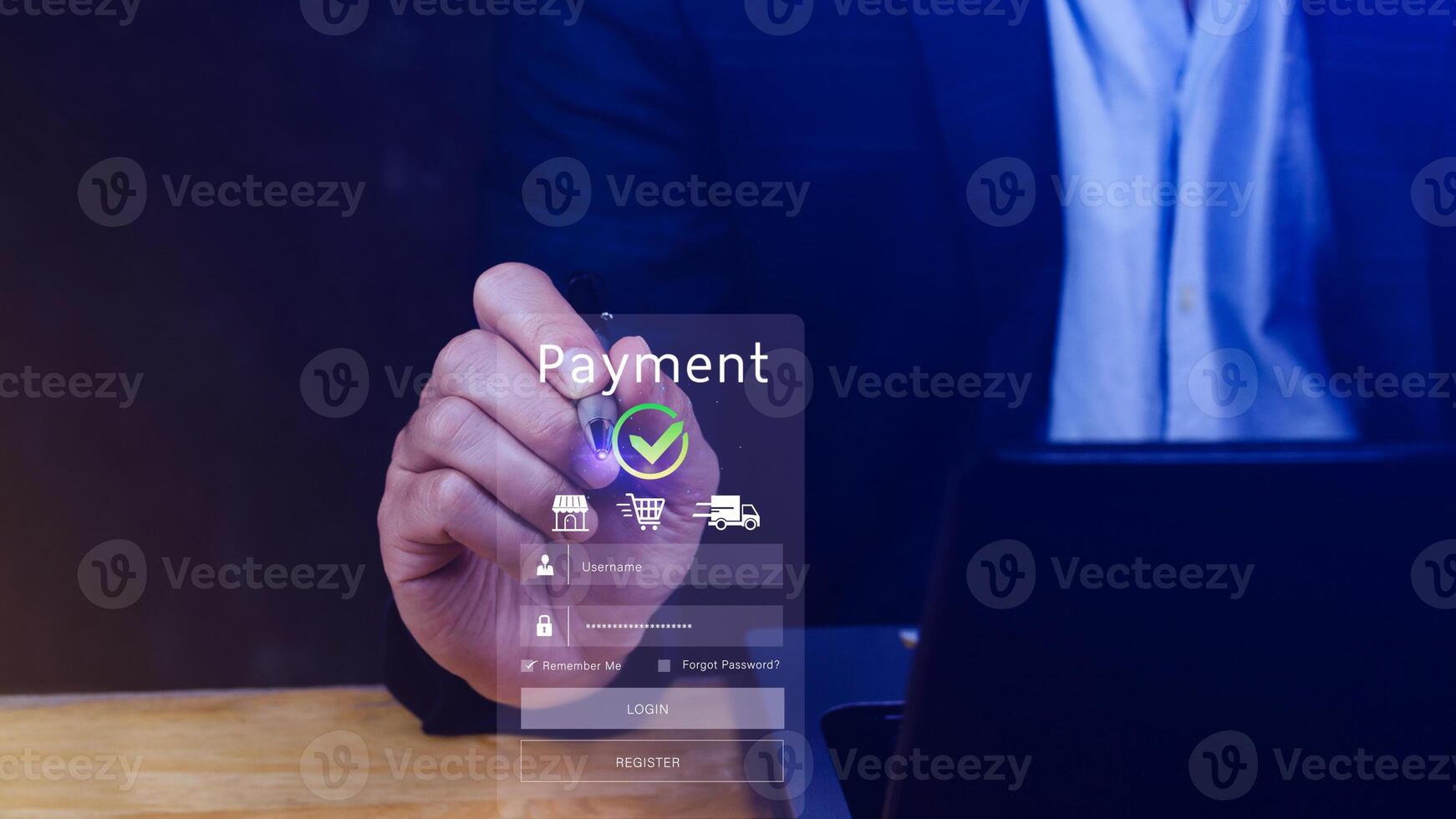Digital online payment concept, Business with online payment and shopping online payment, banking, Online Money Transfer Confirmed, Concept online banking, payment transfer. photo