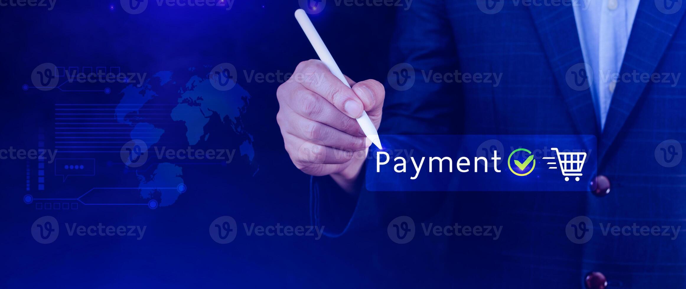 Digital online payment concept, Business with online payment and shopping online payment, banking, Online Money Transfer Confirmed, Concept online banking, payment transfer. photo