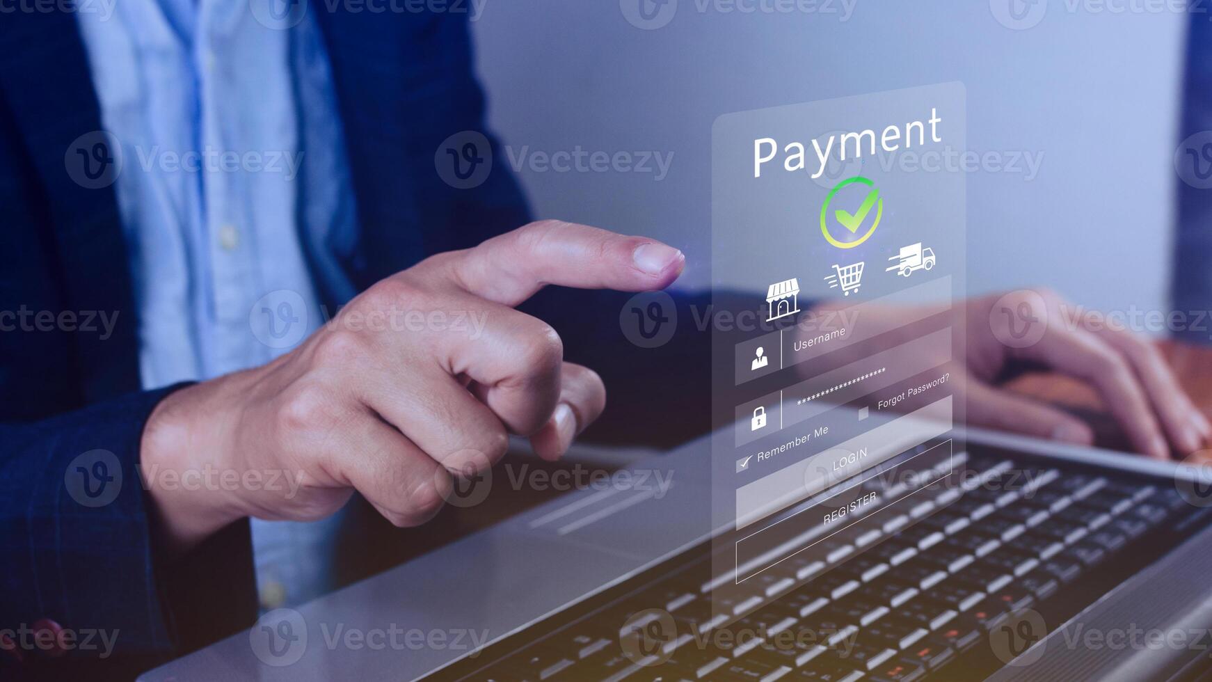 Digital online payment concept, Business with online payment and shopping online payment, banking, Online Money Transfer Confirmed, Concept online banking, payment transfer. photo