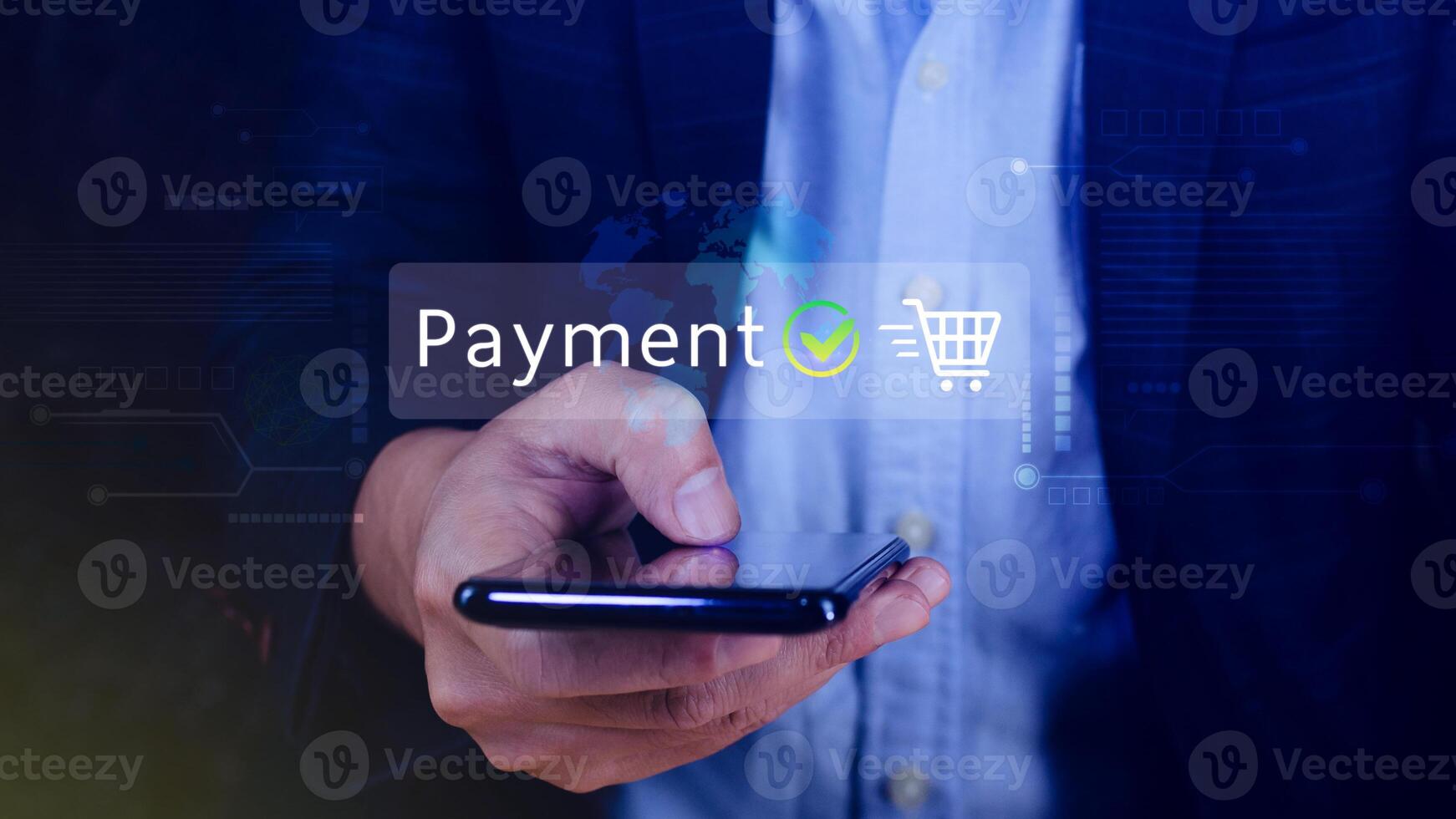 Digital online payment concept, Business with online payment and shopping online payment, banking, Online Money Transfer Confirmed, Concept online banking, payment transfer. photo