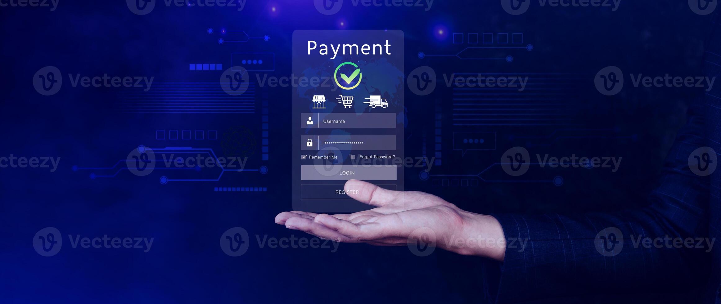 Digital online payment concept, Business with online payment and shopping online payment, banking, Online Money Transfer Confirmed, Concept online banking, payment transfer. photo