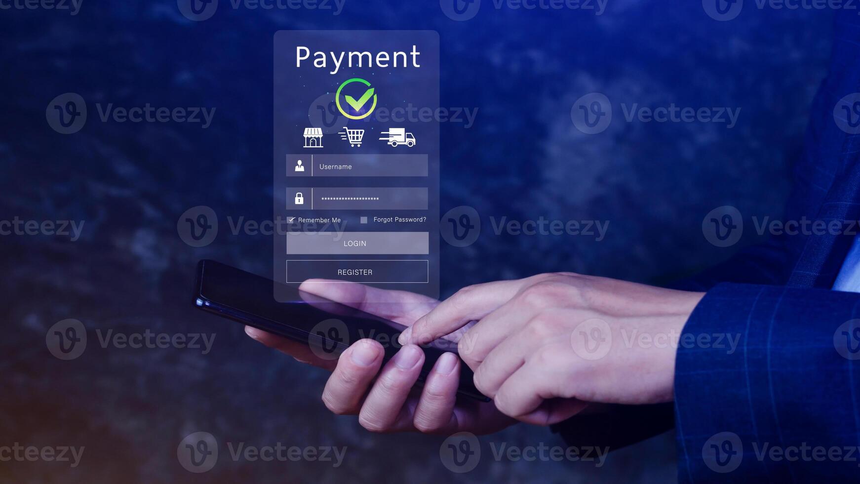 Using smartphone to online payment, banking and online shopping, financial transaction, Digital online payment concept, payment transfer. photo