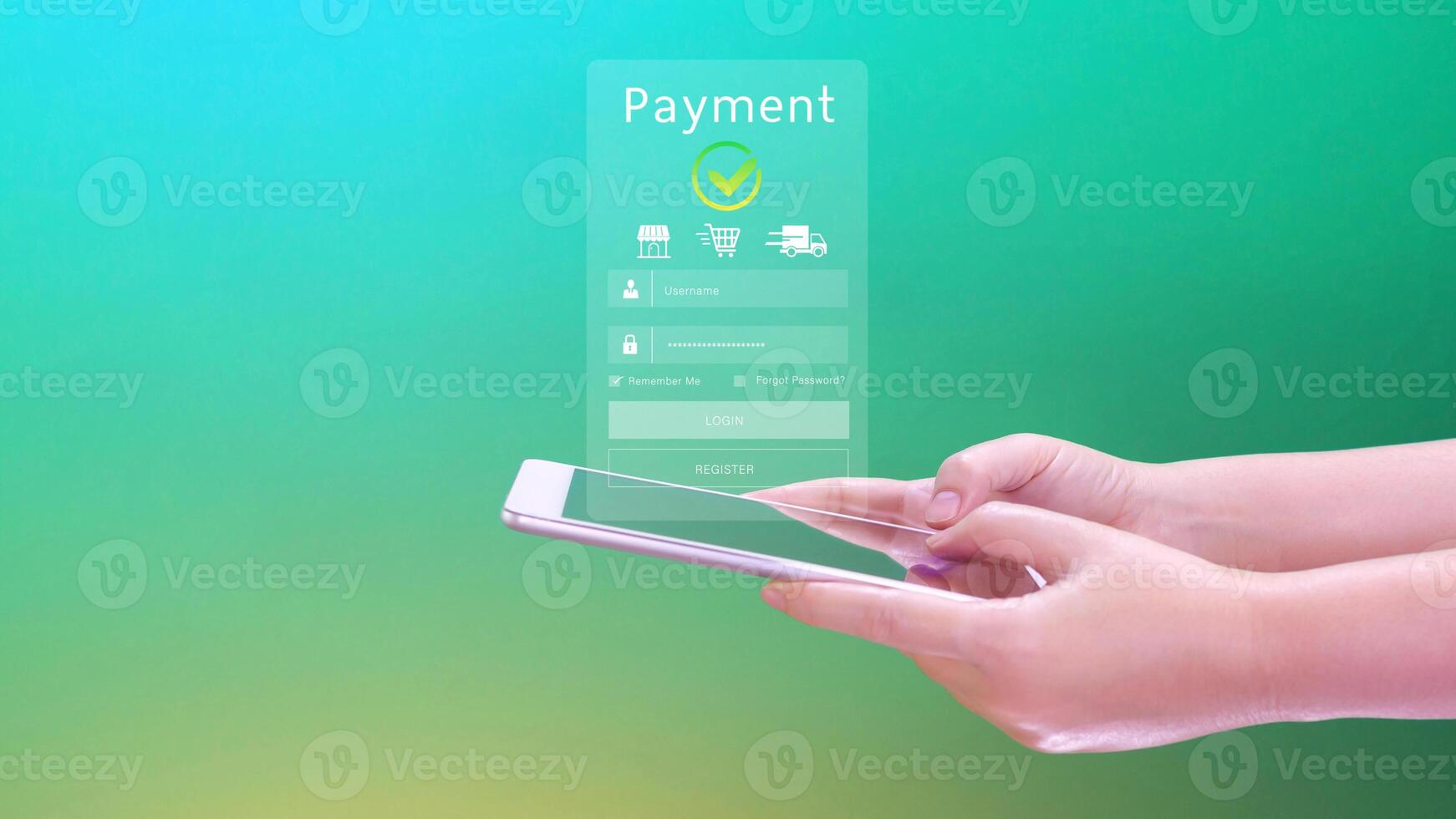 Using smartphone to online payment, banking and online shopping, financial transaction, Digital online payment concept, payment transfer. photo