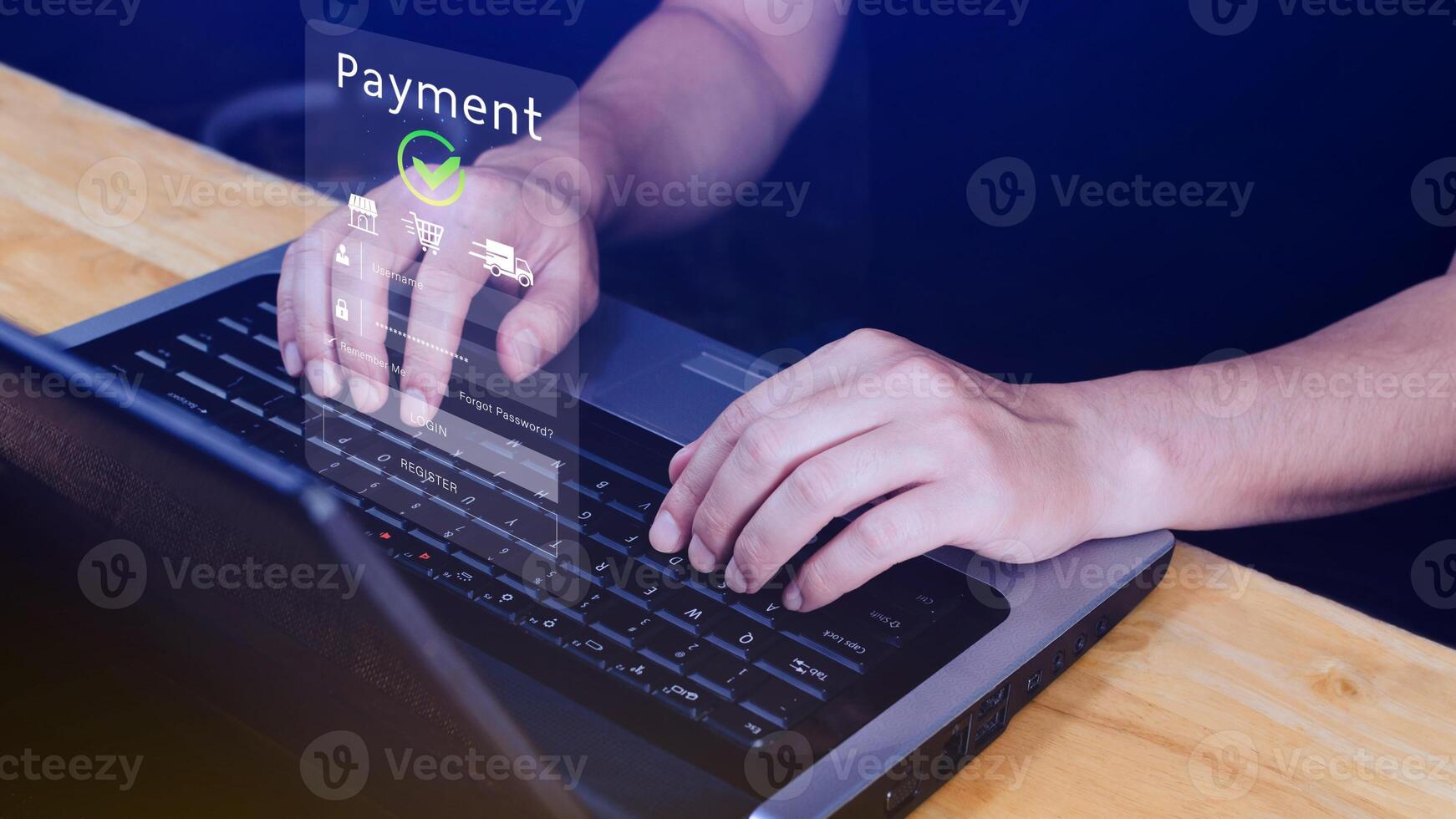 Digital online payment concept, Business with online payment and shopping online payment, banking, Online Money Transfer Confirmed, Concept online banking, payment transfer. photo