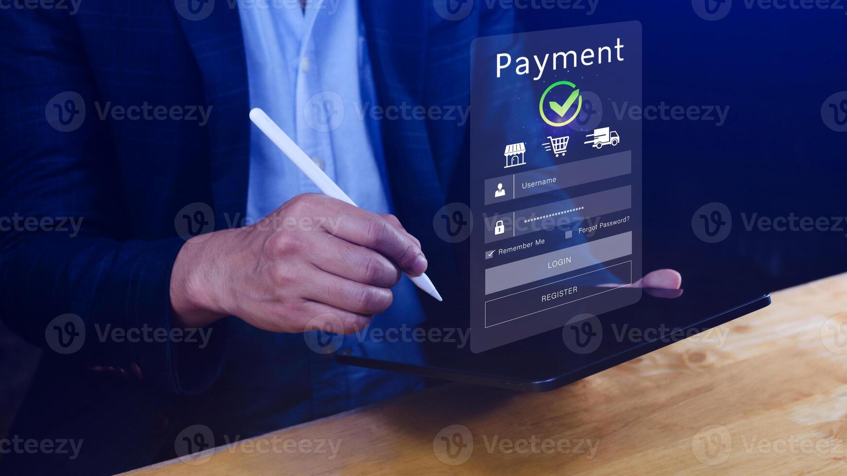 Digital online payment concept, Business with online payment and shopping online payment, banking, Online Money Transfer Confirmed, Concept online banking, payment transfer. photo