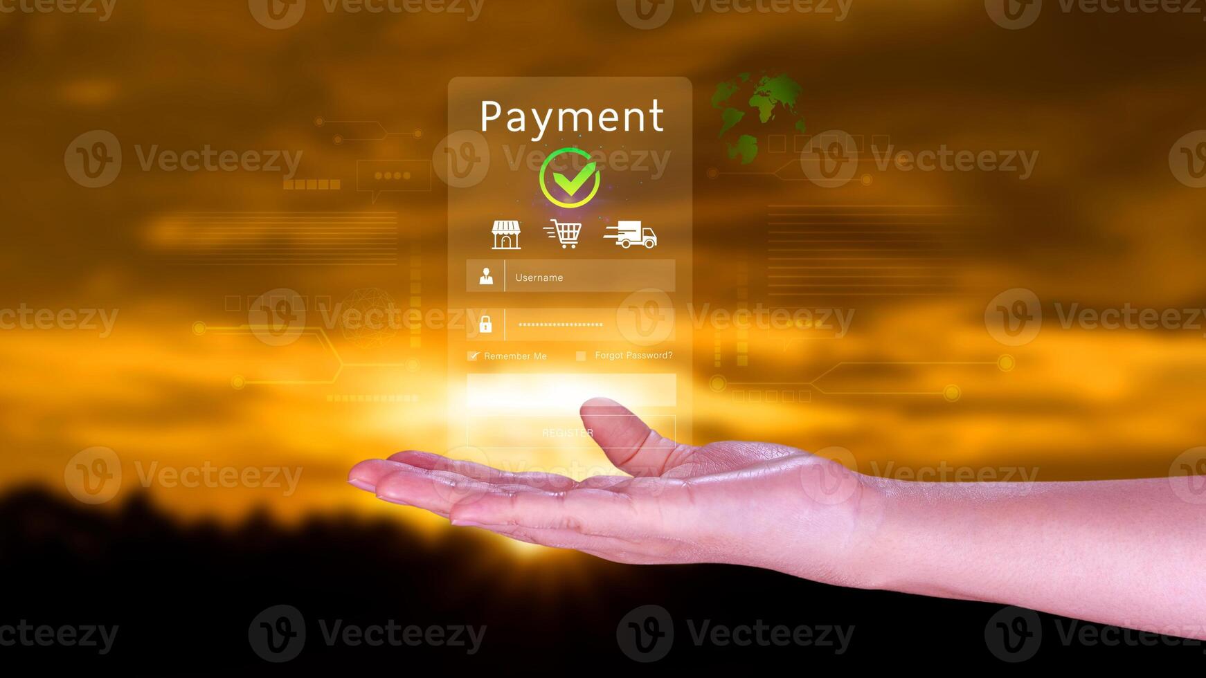 Digital online payment concept, Business with online payment and shopping online payment, banking, Online Money Transfer Confirmed, Concept online banking, payment transfer. photo