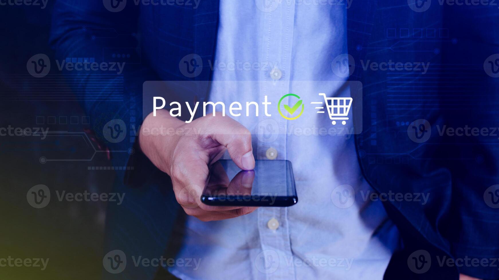 Digital online payment concept, Business with online payment and shopping online payment, banking, Online Money Transfer Confirmed, Concept online banking, payment transfer. photo