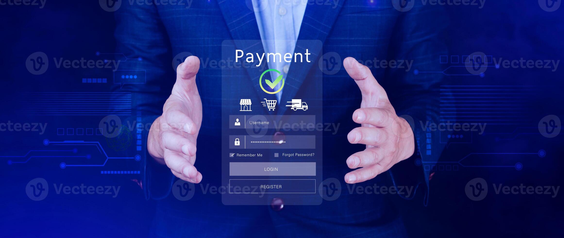 Digital online payment concept, Business with online payment and shopping online payment, banking, Online Money Transfer Confirmed, Concept online banking, payment transfer. photo