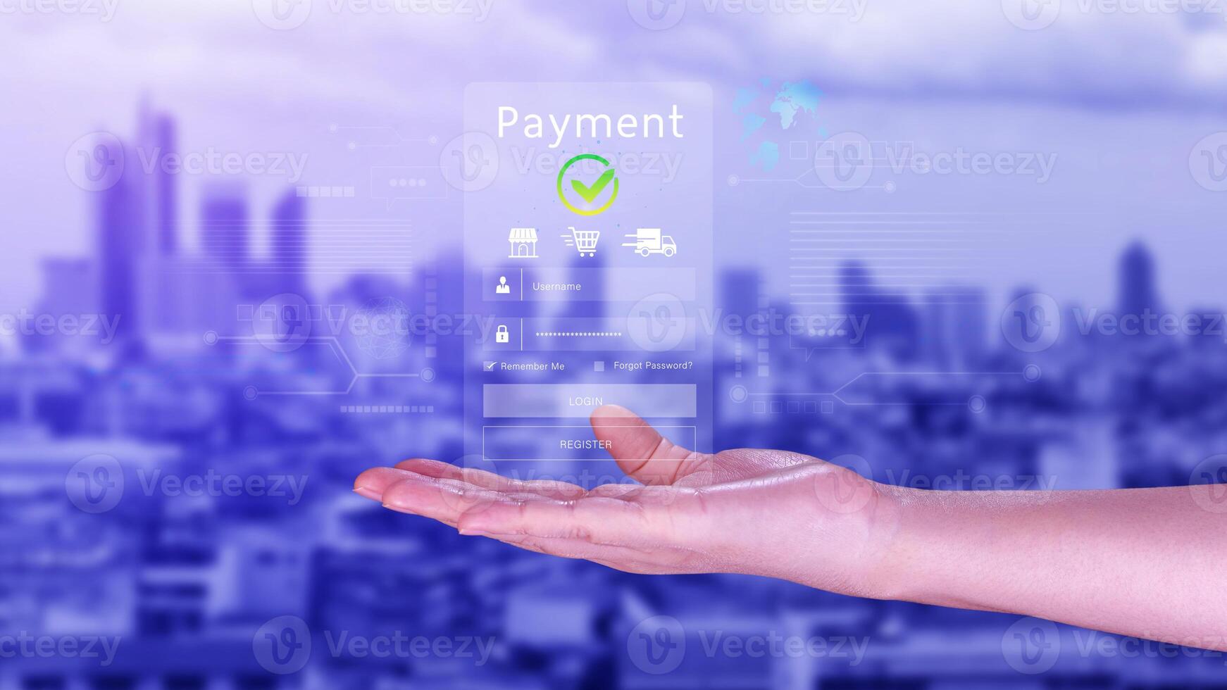 Digital online payment concept, Business with online payment and shopping online payment, banking, Online Money Transfer Confirmed, Concept online banking, payment transfer. photo