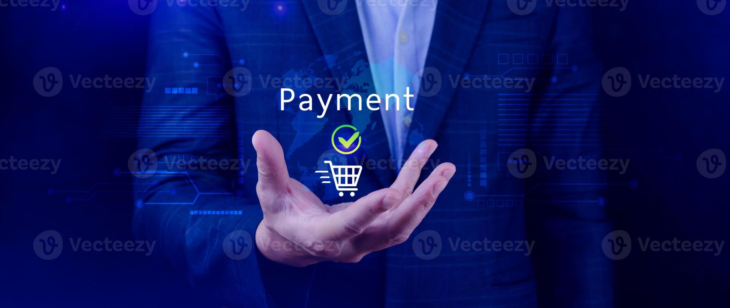 Digital online payment concept, Business with online payment and shopping online payment, banking, Online Money Transfer Confirmed, Concept online banking, payment transfer. photo