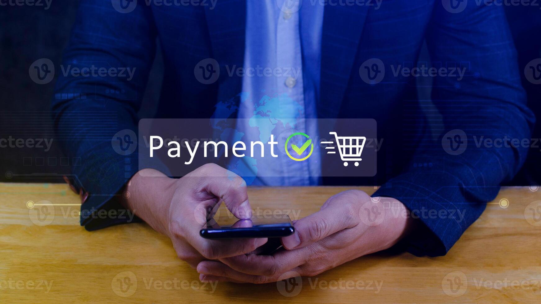 Digital online payment concept, Business with online payment and shopping online payment, banking, Online Money Transfer Confirmed, Concept online banking, payment transfer. photo