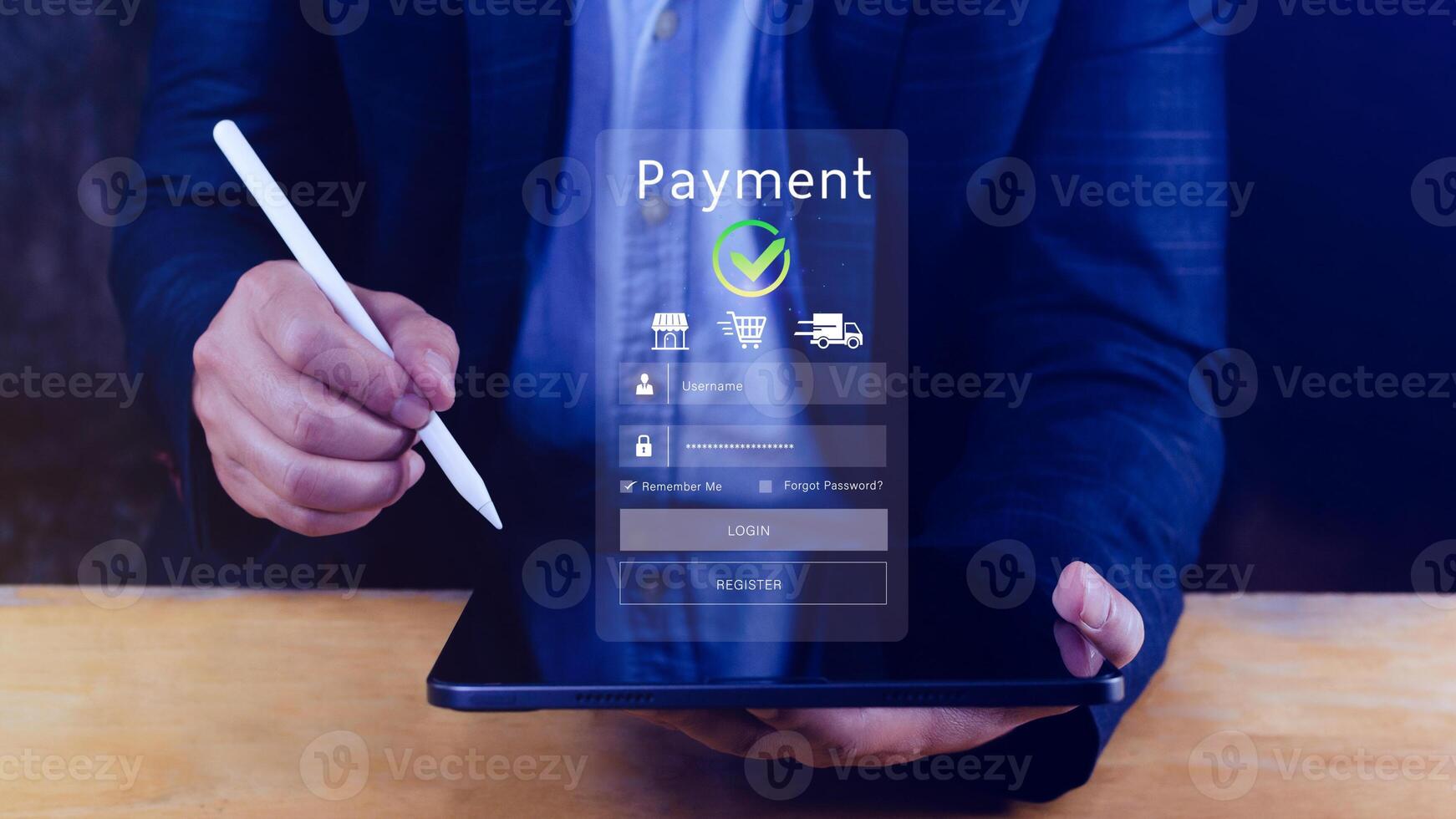 Digital online payment concept, Business with online payment and shopping online payment, banking, Online Money Transfer Confirmed, Concept online banking, payment transfer. photo