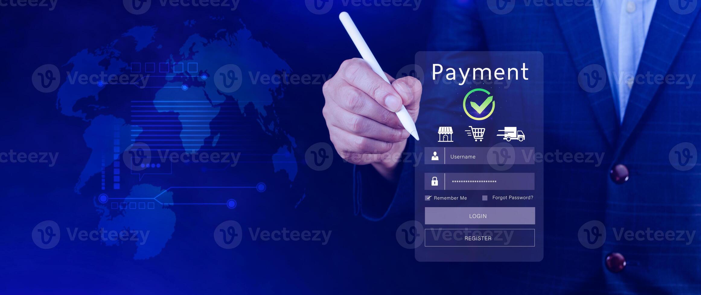 Digital online payment concept, Business with online payment and shopping online payment, banking, Online Money Transfer Confirmed, Concept online banking, payment transfer. photo
