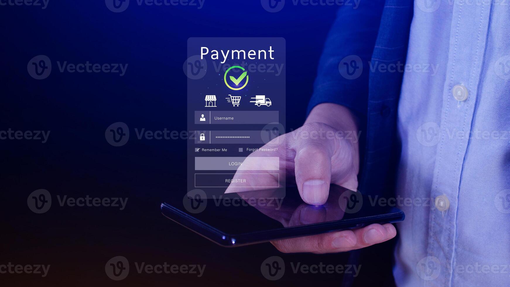 Using smartphone to online payment, banking and online shopping, financial transaction, Digital online payment concept, payment transfer. photo