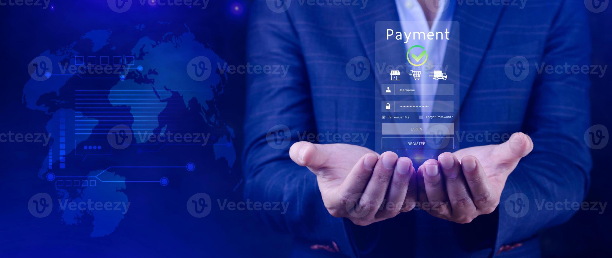 Digital online payment concept, Business with online payment and shopping online payment, banking, Online Money Transfer Confirmed, Concept online banking, payment transfer. photo