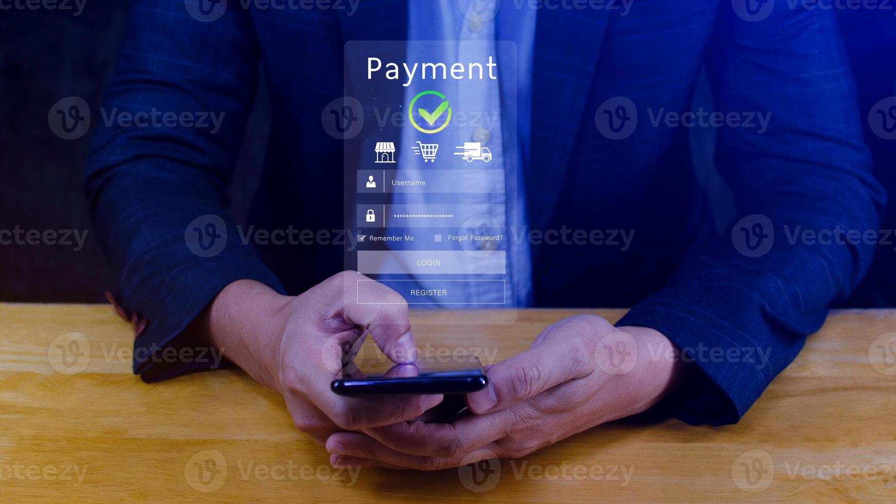 Using smartphone to online payment, banking and online shopping, financial transaction, Digital online payment concept, payment transfer. photo