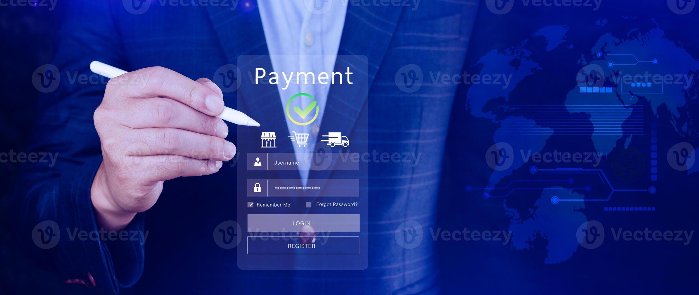 Digital online payment concept, Business with online payment and shopping online payment, banking, Online Money Transfer Confirmed, Concept online banking, payment transfer. photo