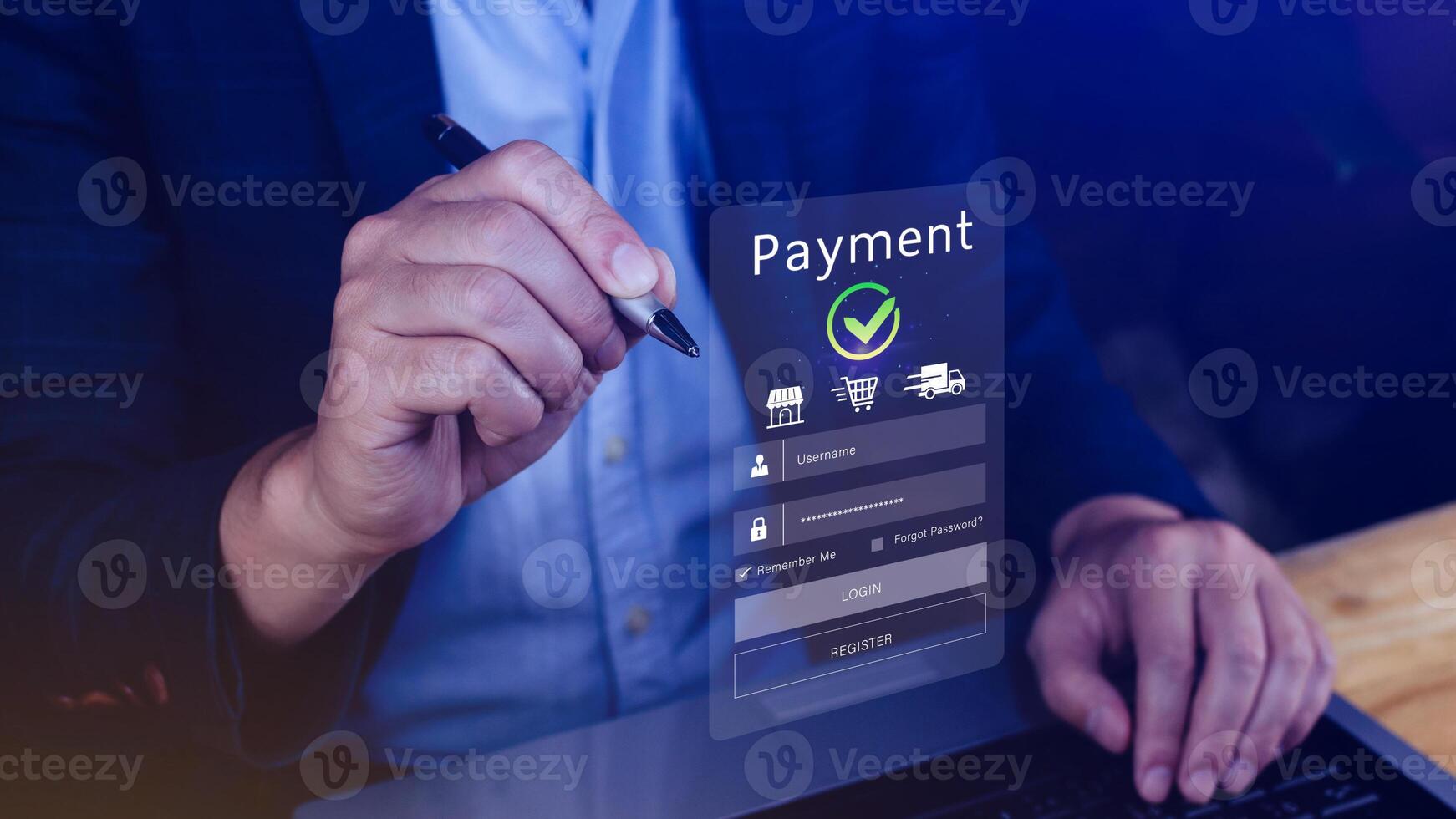 Digital online payment concept, Business with online payment and shopping online payment, banking, Online Money Transfer Confirmed, Concept online banking, payment transfer. photo