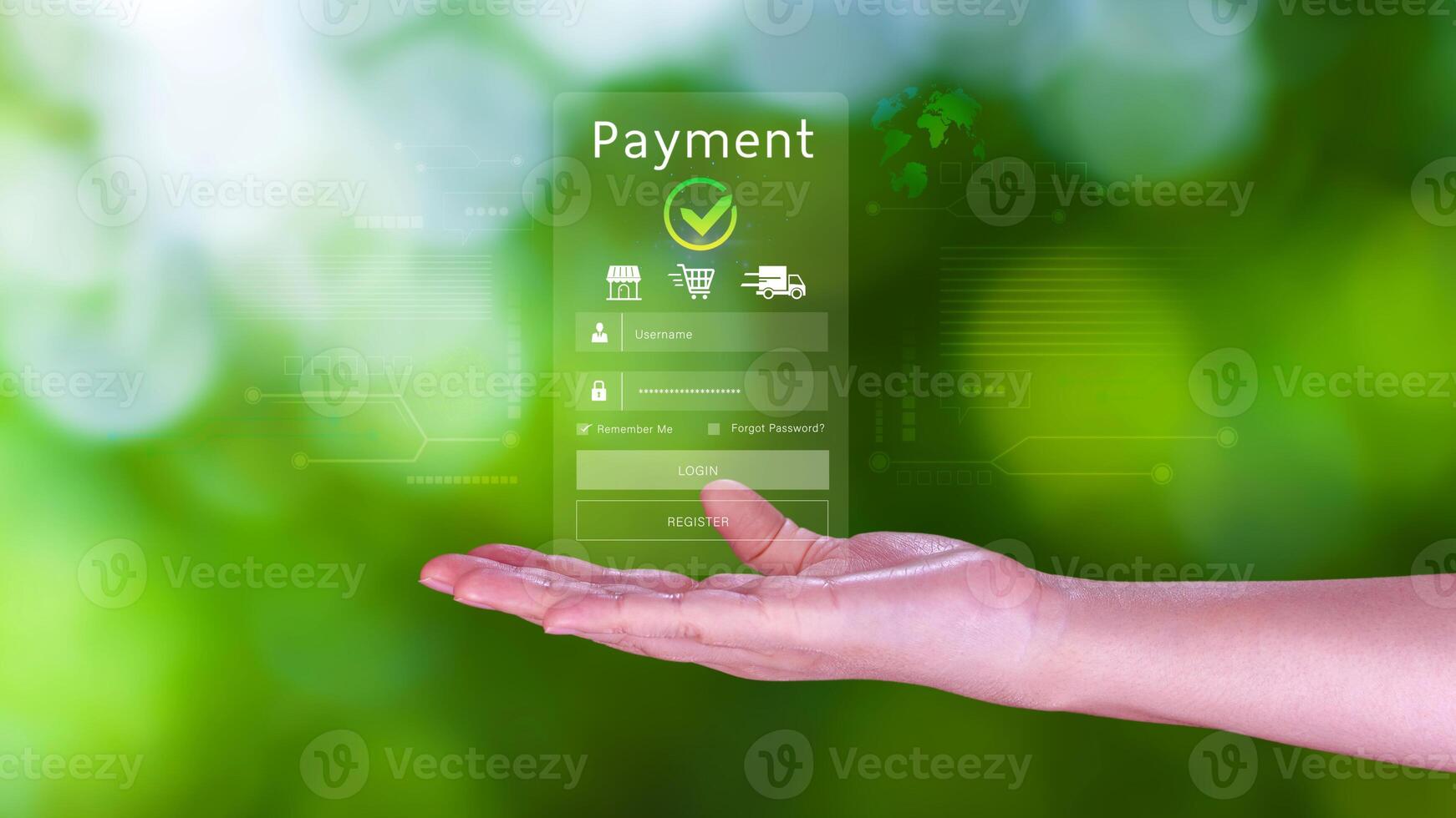 Digital online payment concept, Business with online payment and shopping online payment, banking, Online Money Transfer Confirmed, Concept online banking, payment transfer. photo