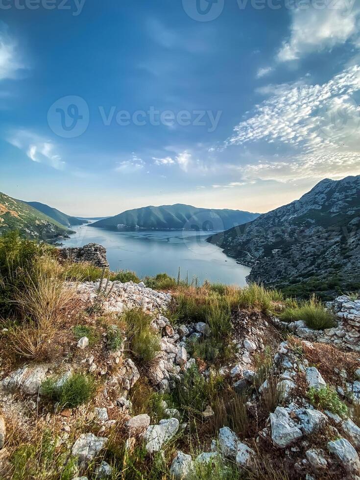 Panoramic View of Kotor Bay from Mountain Top photo