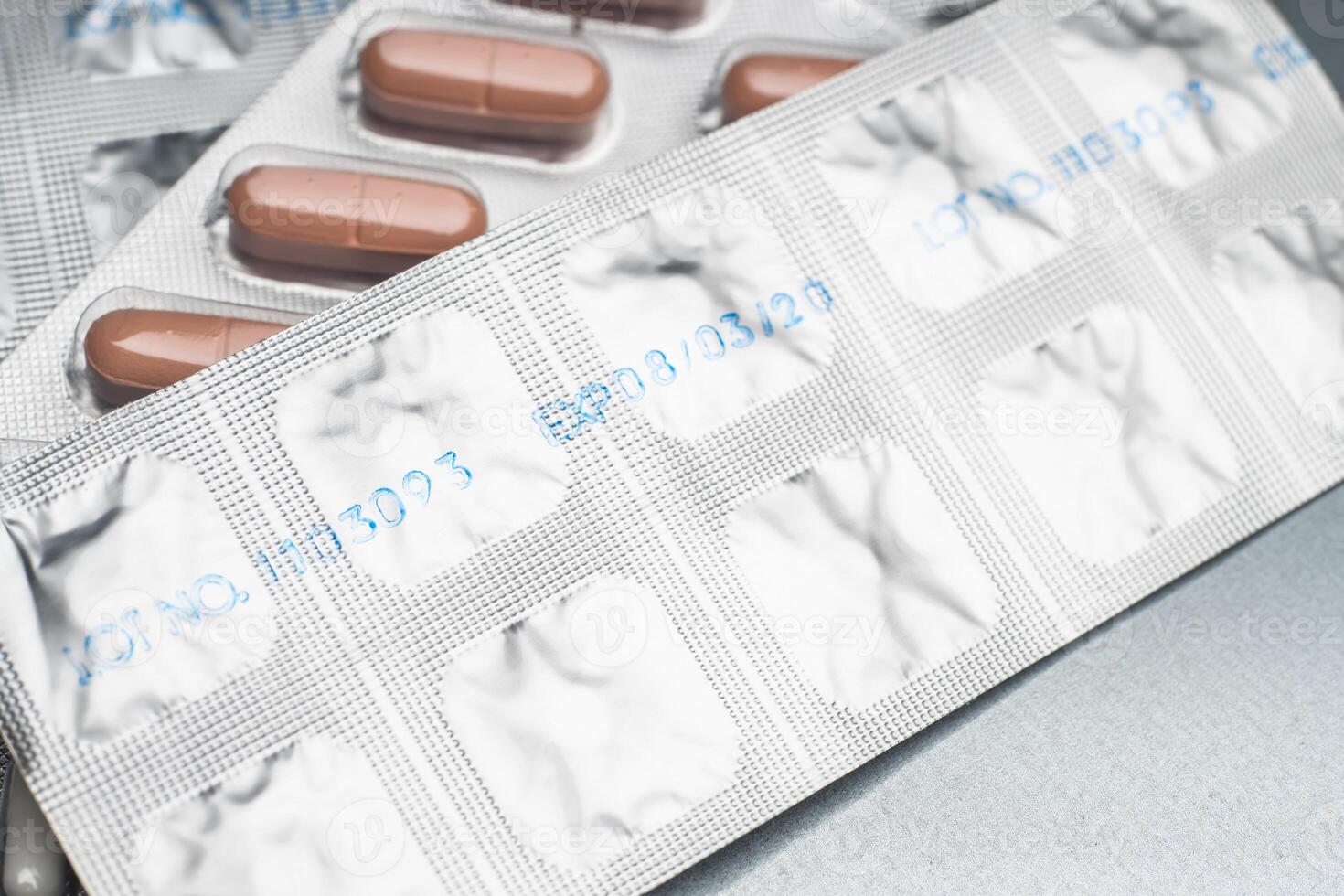 Drug expiration dates . Expiry date on packet of medication photo