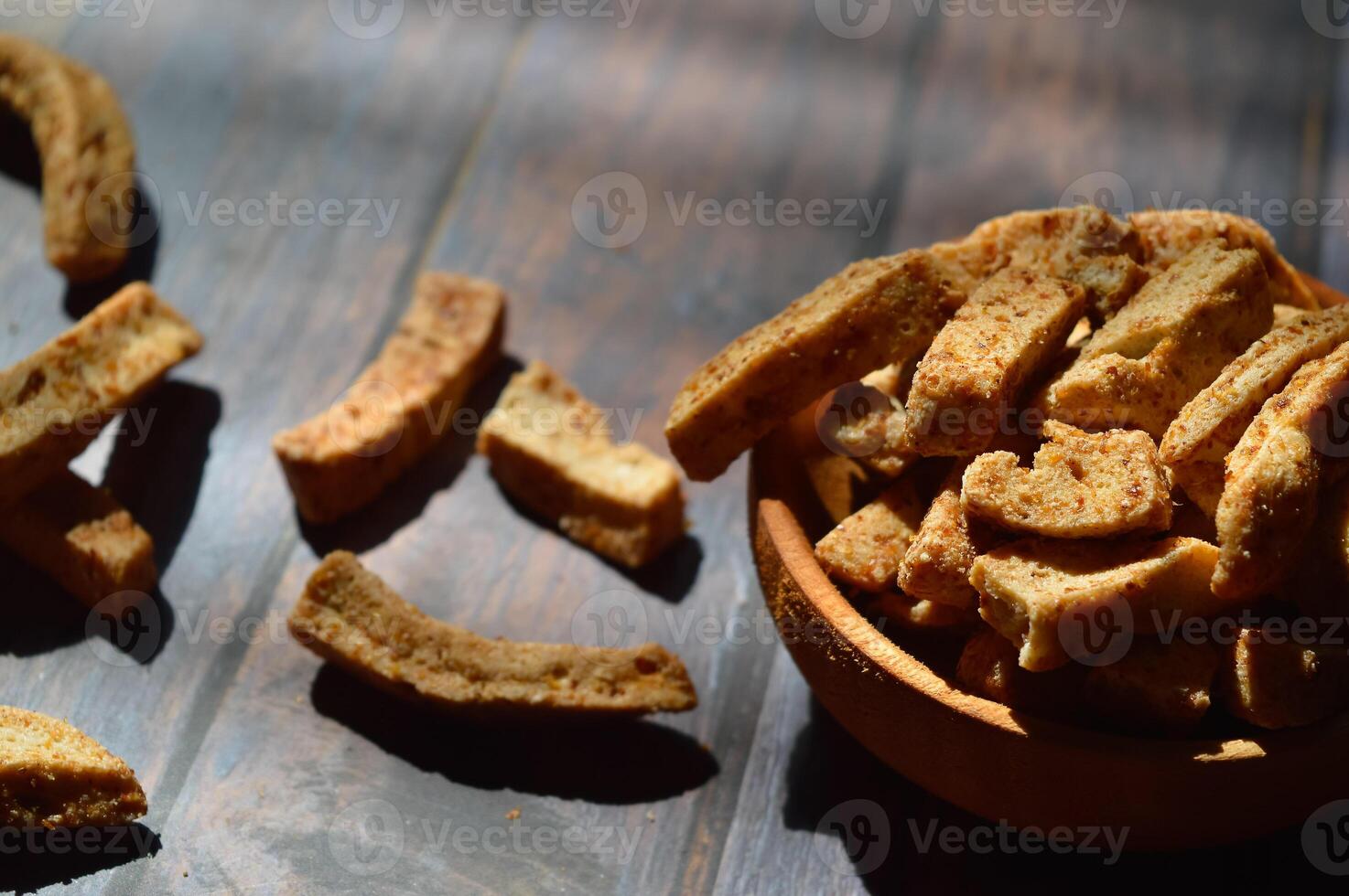 Basreng Bakso Goreng or Fried Meatballs is a snack usually made from fish balls which are sliced and then fried. Basreng is made in various flavors original, spicy and other flavors. photo
