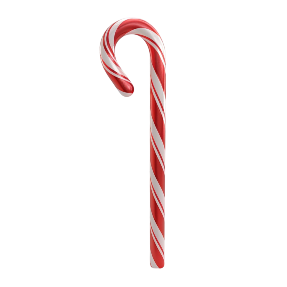Realistic Candy Cane On Transparent Background With Santa Cara melon AI-Generative png